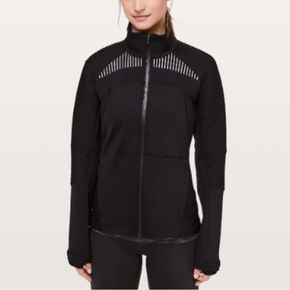 Lululemon Chill Going Strong Reflective full zip black Jacket Size 8
